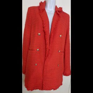Carolina Belle Red Montreal Tweed Coat Size L